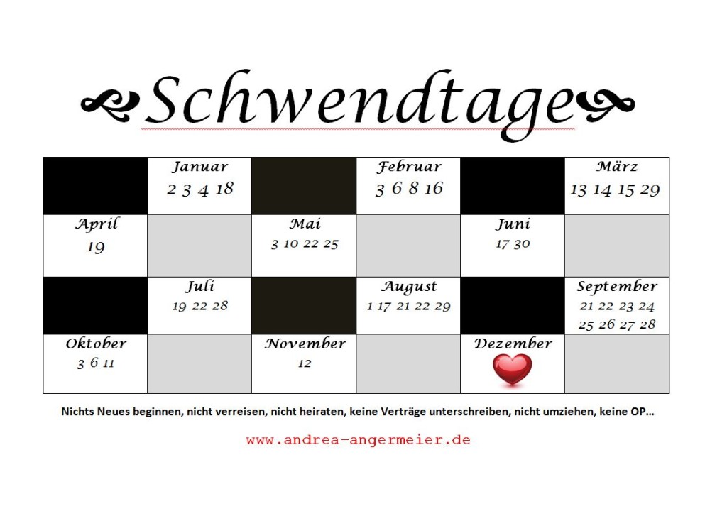 Schwendtagkalender Andrea Angermeier